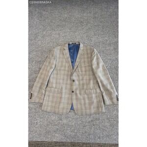 MANTONI Tan Mens Plaid Wool Sport Coat. - Size 48R